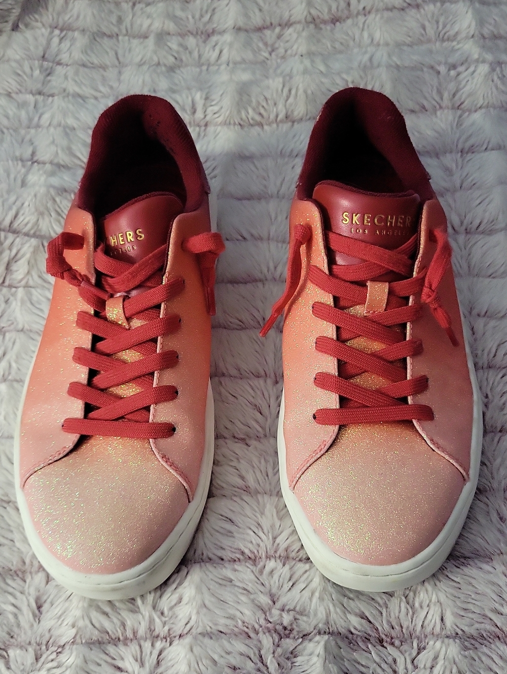 Skechers Street Court Break Enchanted Glitz Pink Ombre Glitter Sneakers Size 10